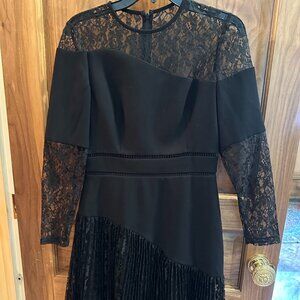 NWT Whistles Women's Black Lace Floral Long Sleeve Dress - Size US 6